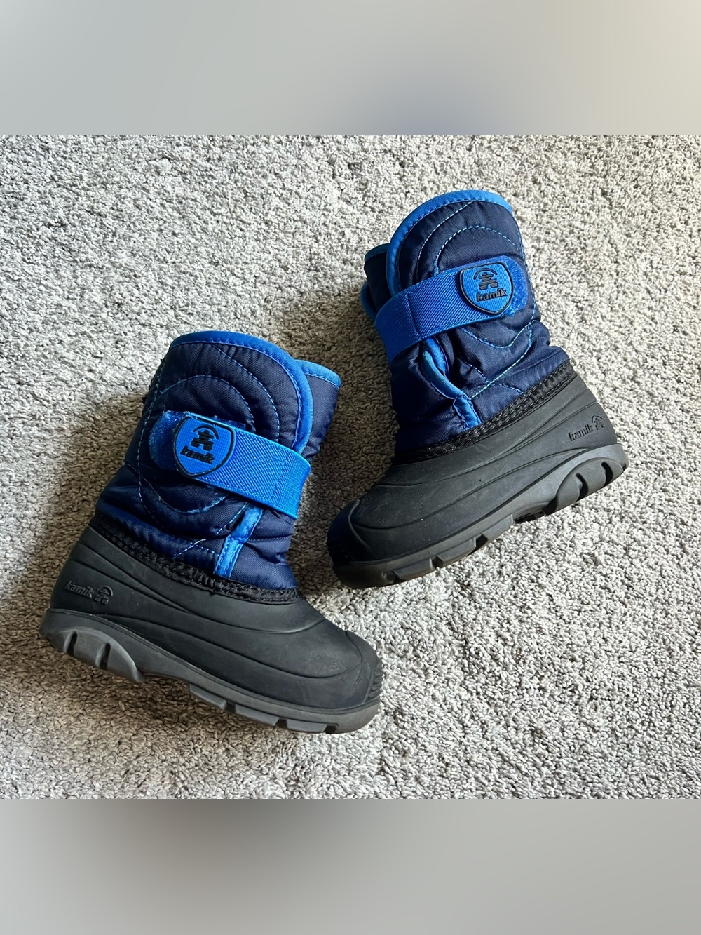 Kamik Snowbug Little Kids Size 8 Blue Winter Fuzzy Lined Snow Boots Toddler Boys